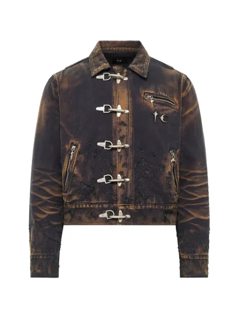 THUG CLUB distressed washed denim jacket