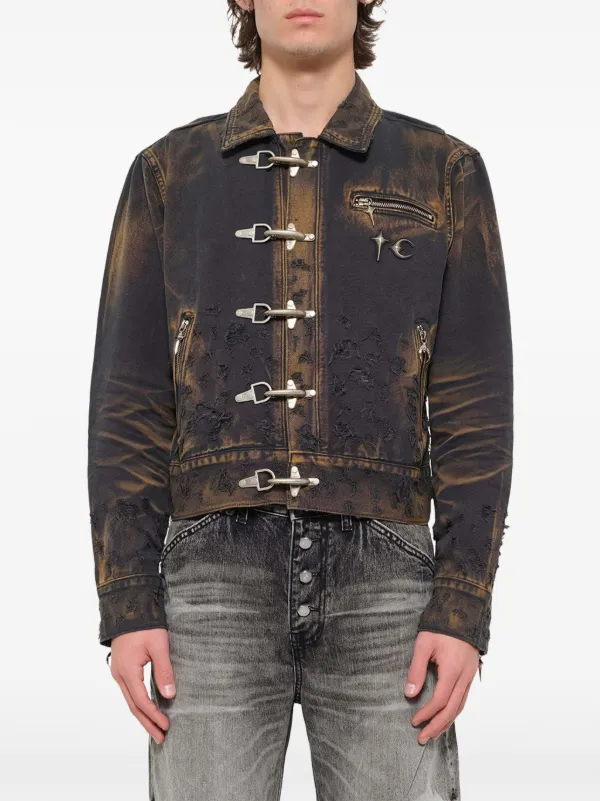 ジャケット・アウター Thug Club denim jacket THUG CLUB Distressed Washed Denim Jacket | Black | FARFETCH