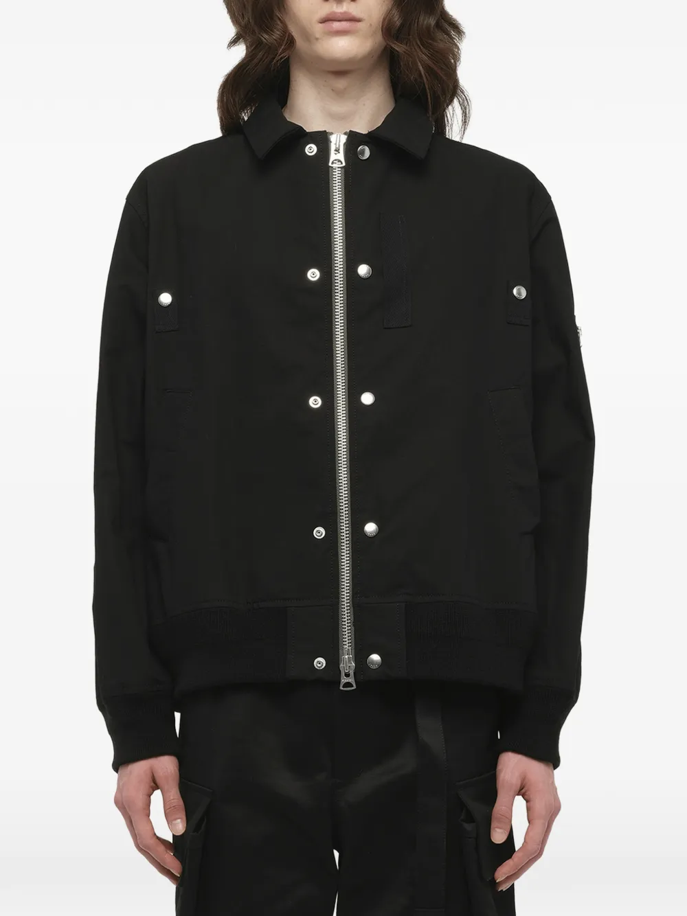 sacai 黒 ジッパー付き襟 トップス Sacai リップストップ ジャケット | ブラック | FARFETCH JP