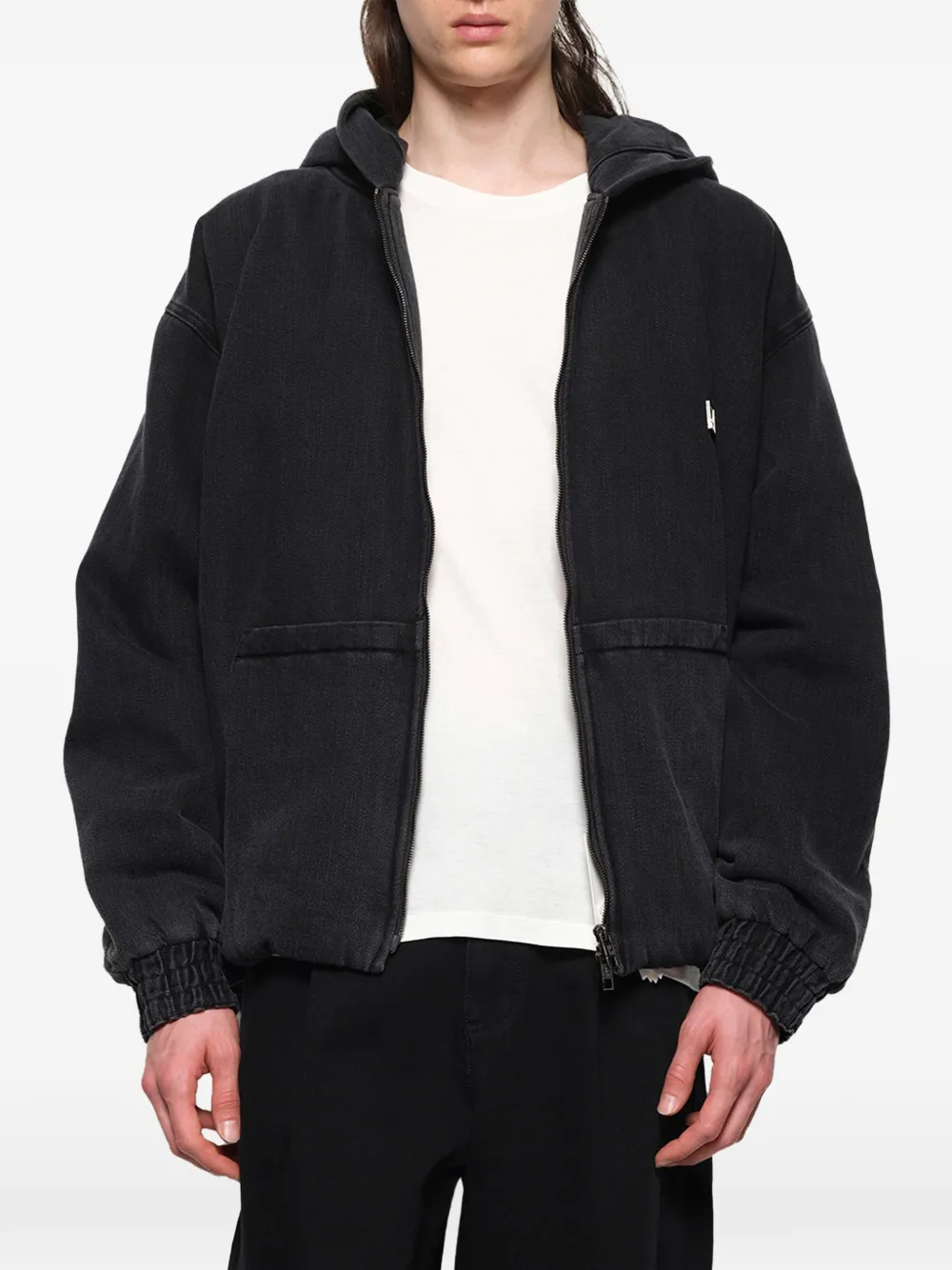 Wooyoungmi Dyed Denim Hoodie | Black | FARFETCH