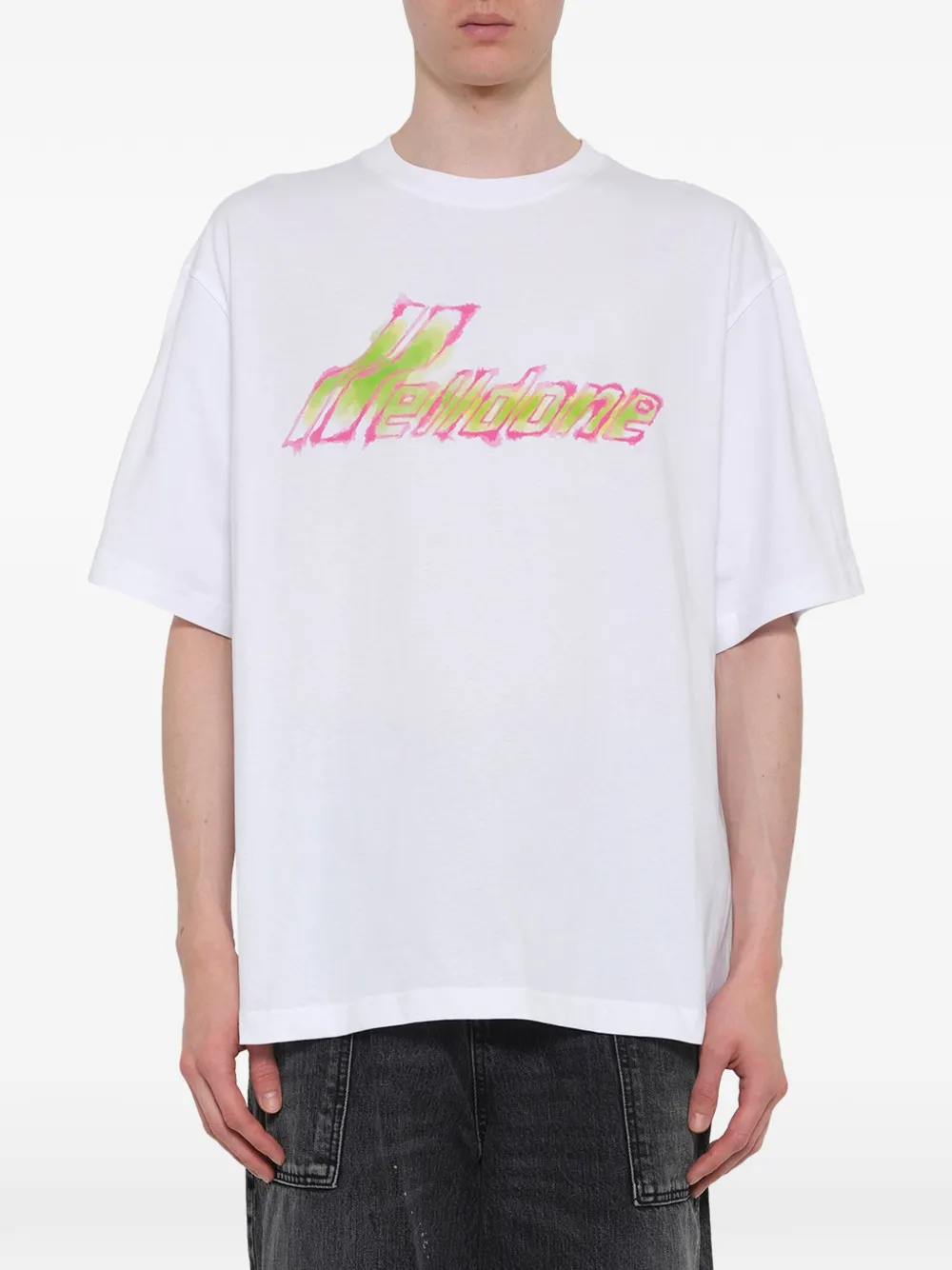 We11done T-shirt met aquarelprint Wit