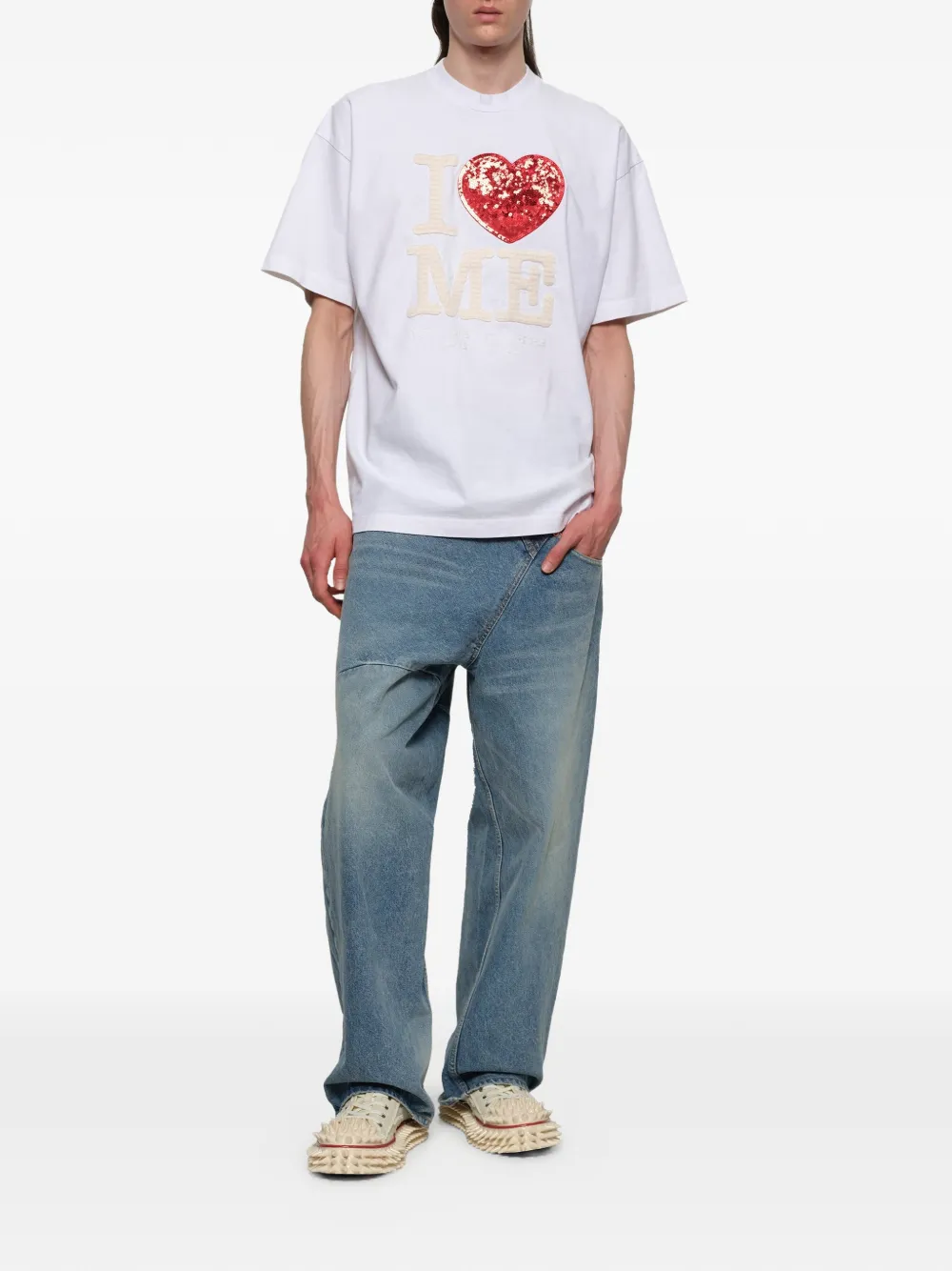 Doublet Grip-Love sequin-embellished T-shirt | White | FARFETCH