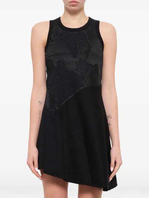 Neil Barrett asymmetric jacquard-panel mini dress