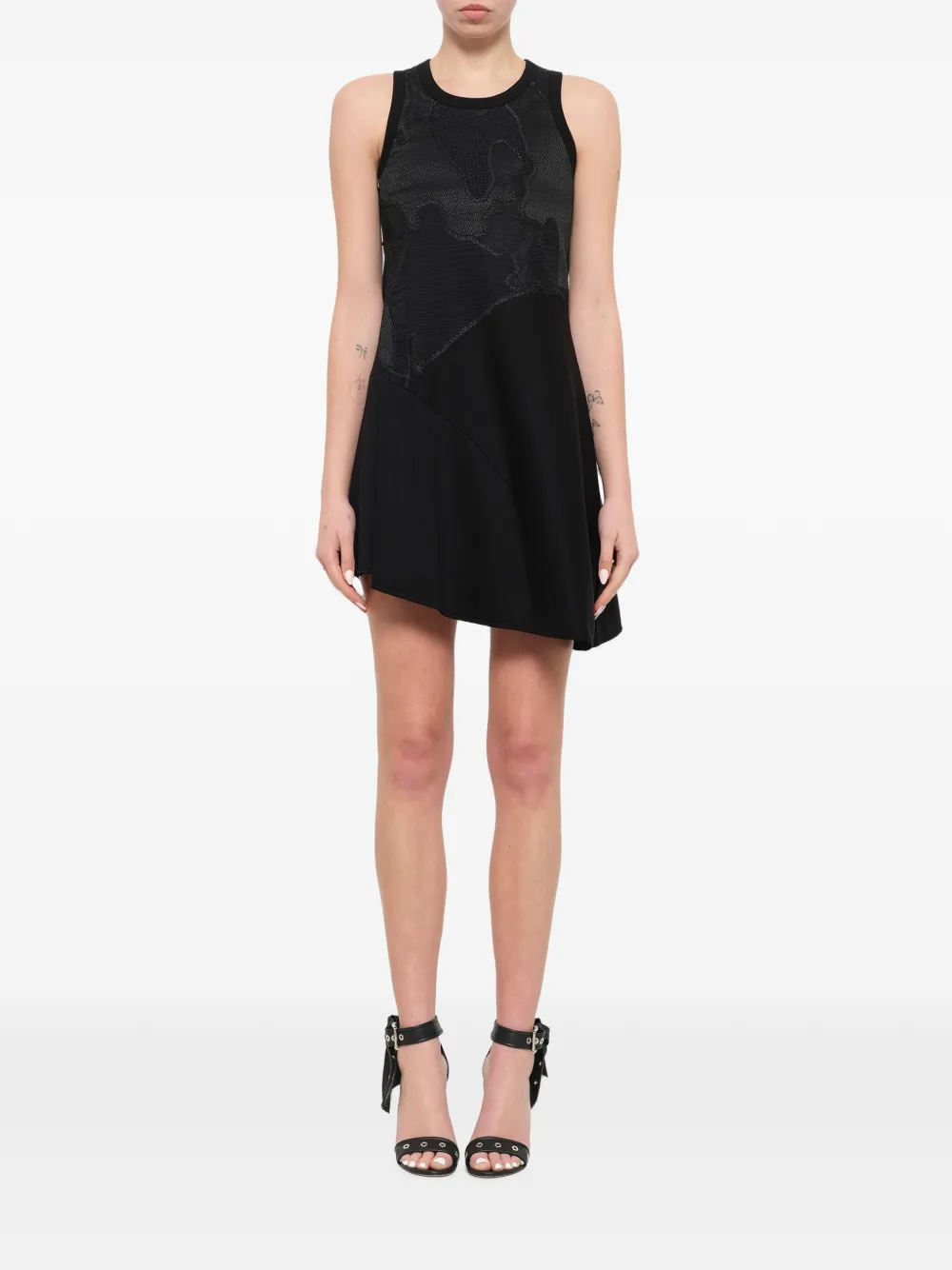 Neil Barrett mini-jurk met asymmetrisch jacquard vlak Zwart