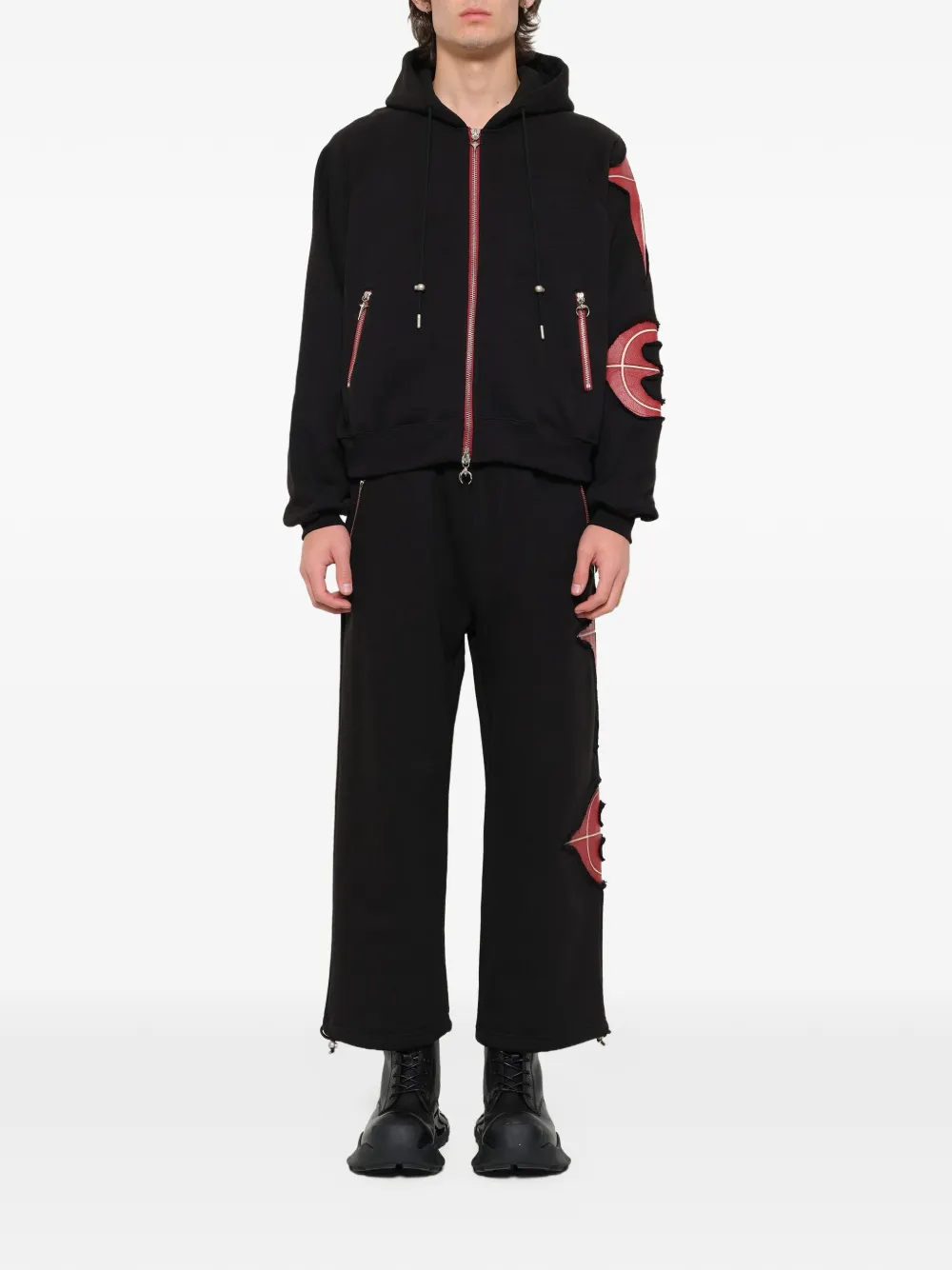 THUG CLUB New Rock hoodie met rits Zwart
