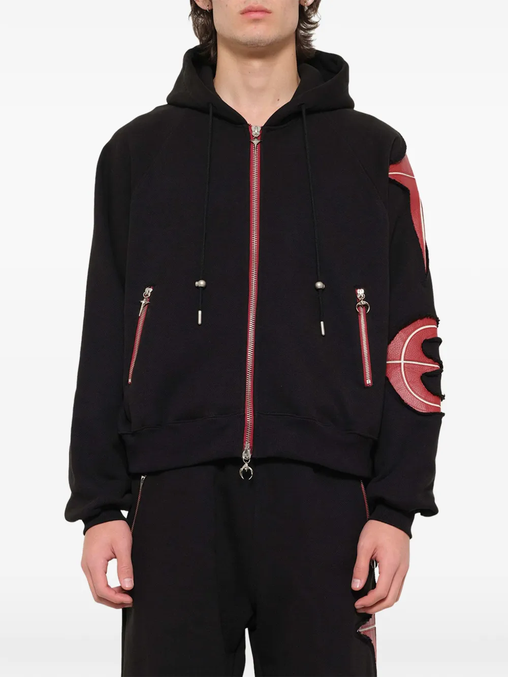 THUG CLUB New Rock hoodie met rits Zwart
