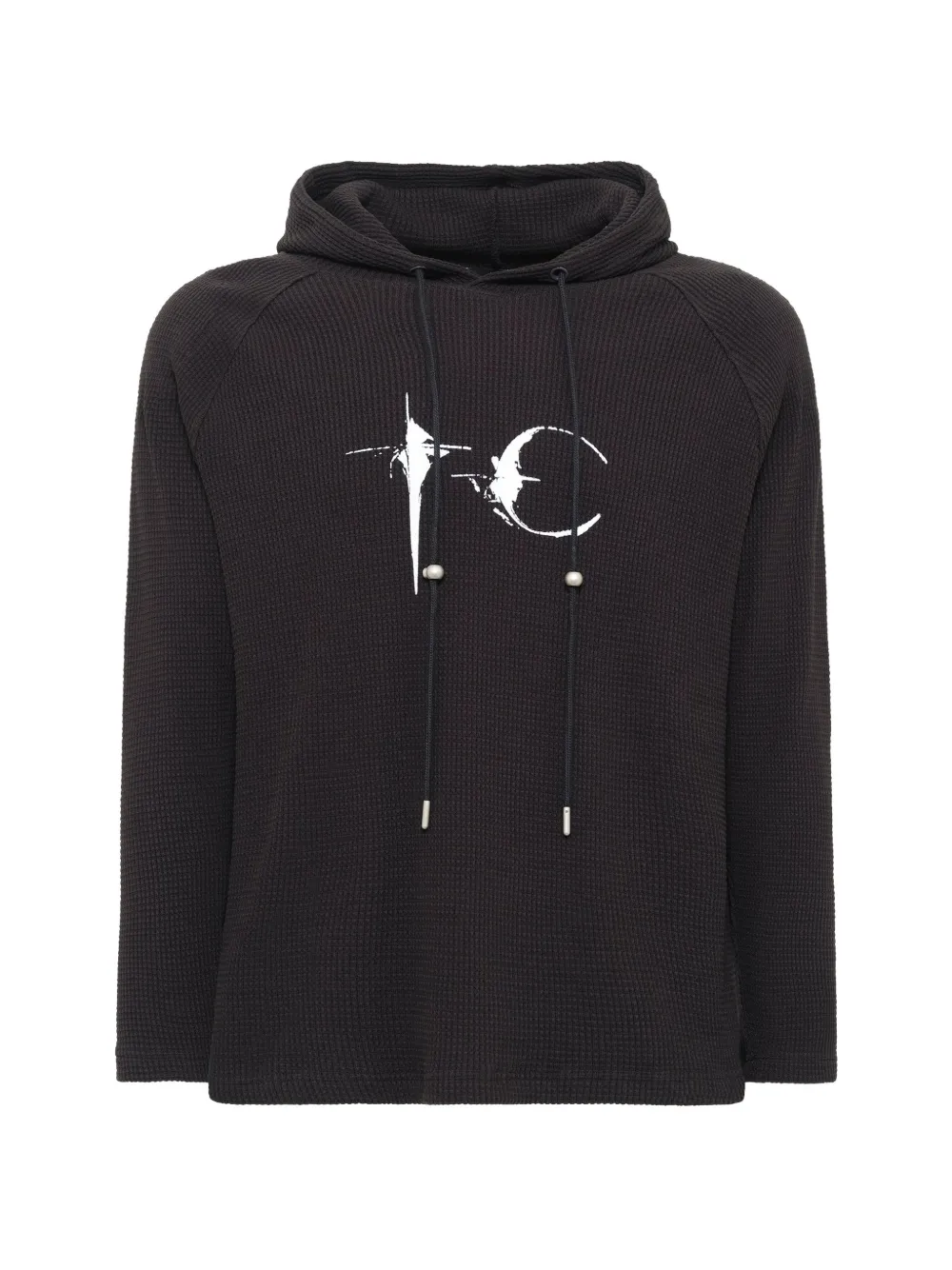 THUG CLUB Bulk Shoulder waffle-knit hoodie - Nero