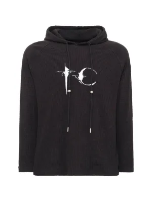 THUG CLUB Bulk Shoulder waffle-knit Hoodie | Black | FARFETCH