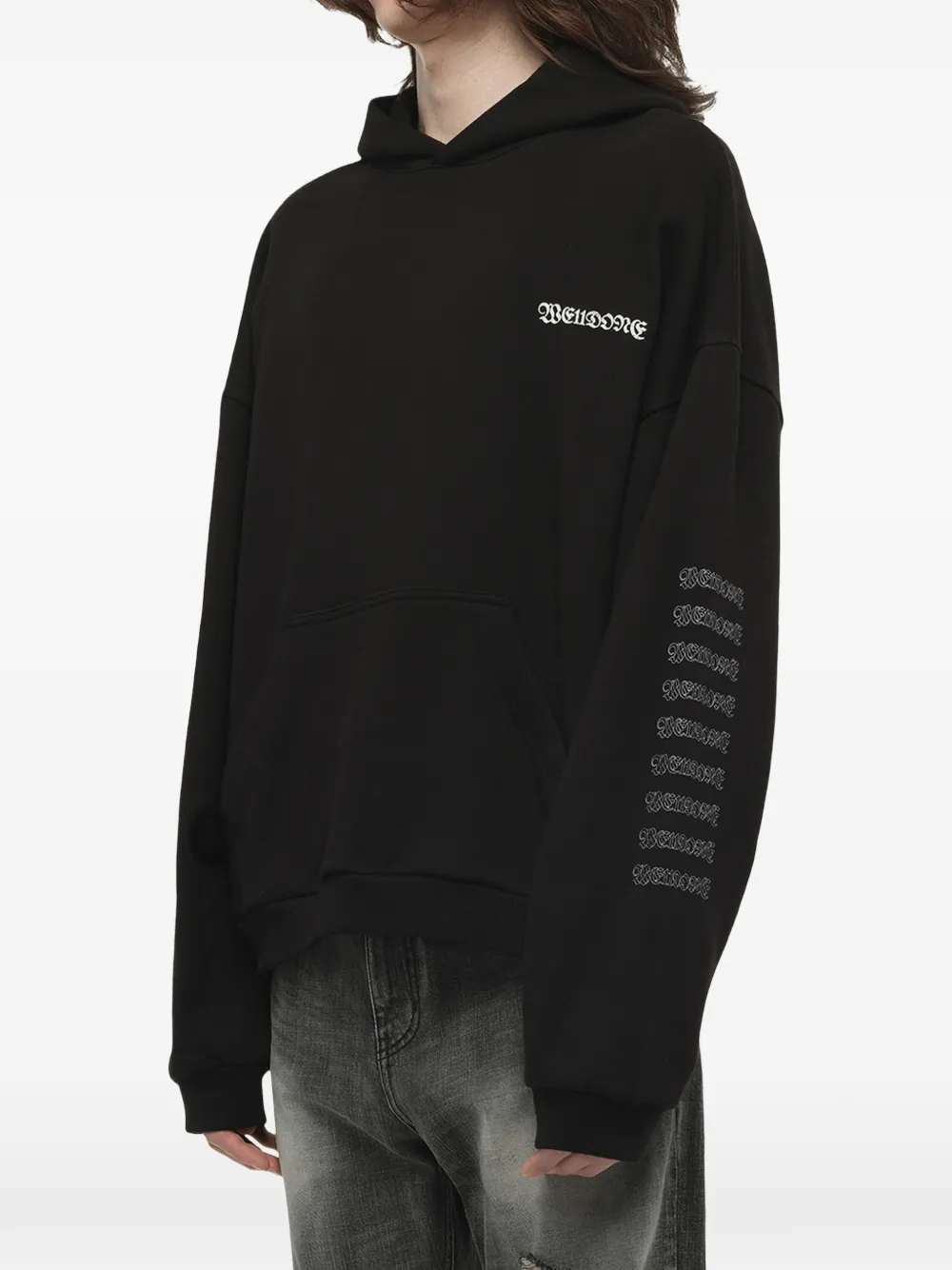 We11done Punk Teddy hoodie Zwart