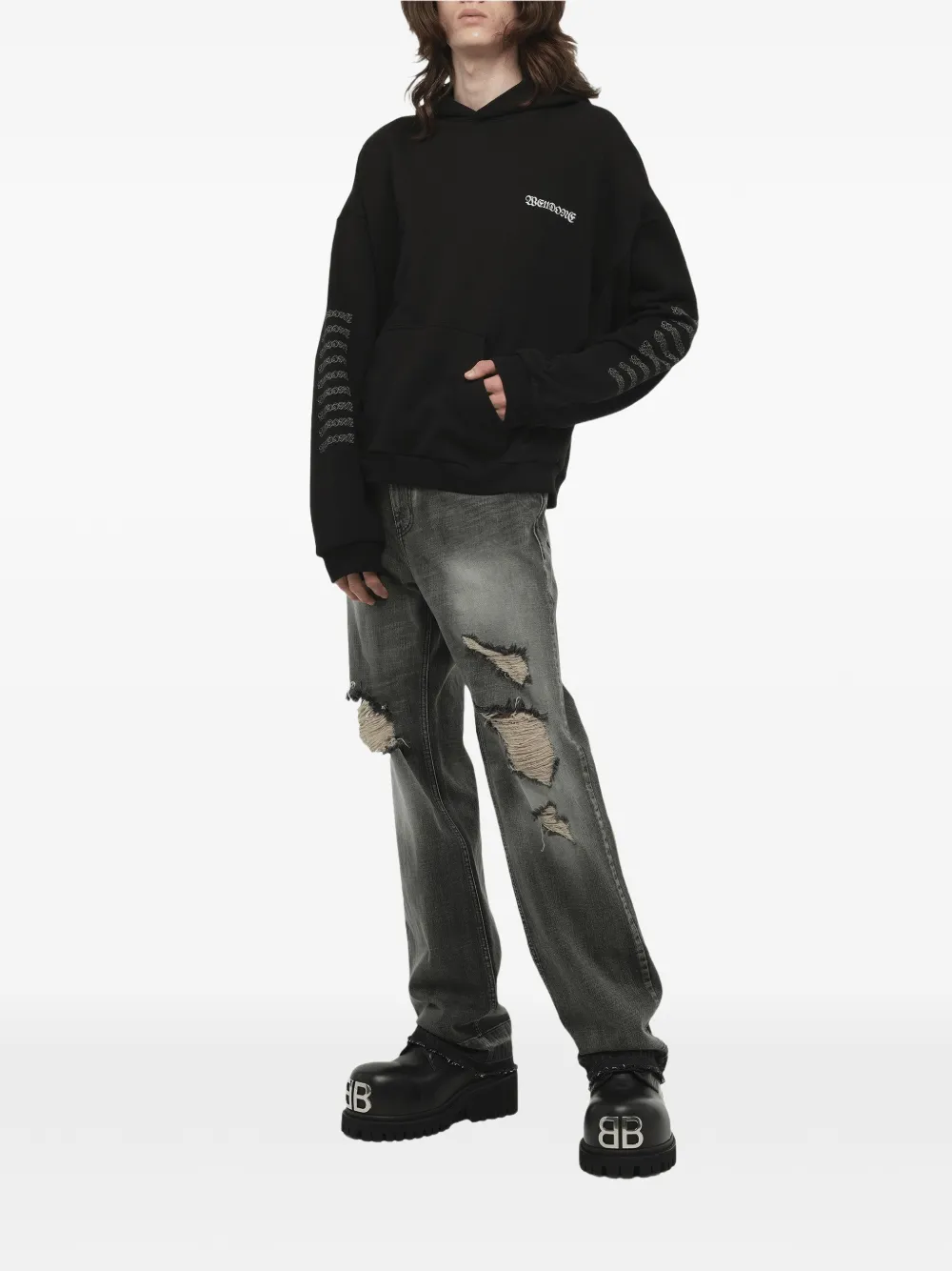  We11done Sudadera Punk Teddy Con Capucha - Negro 