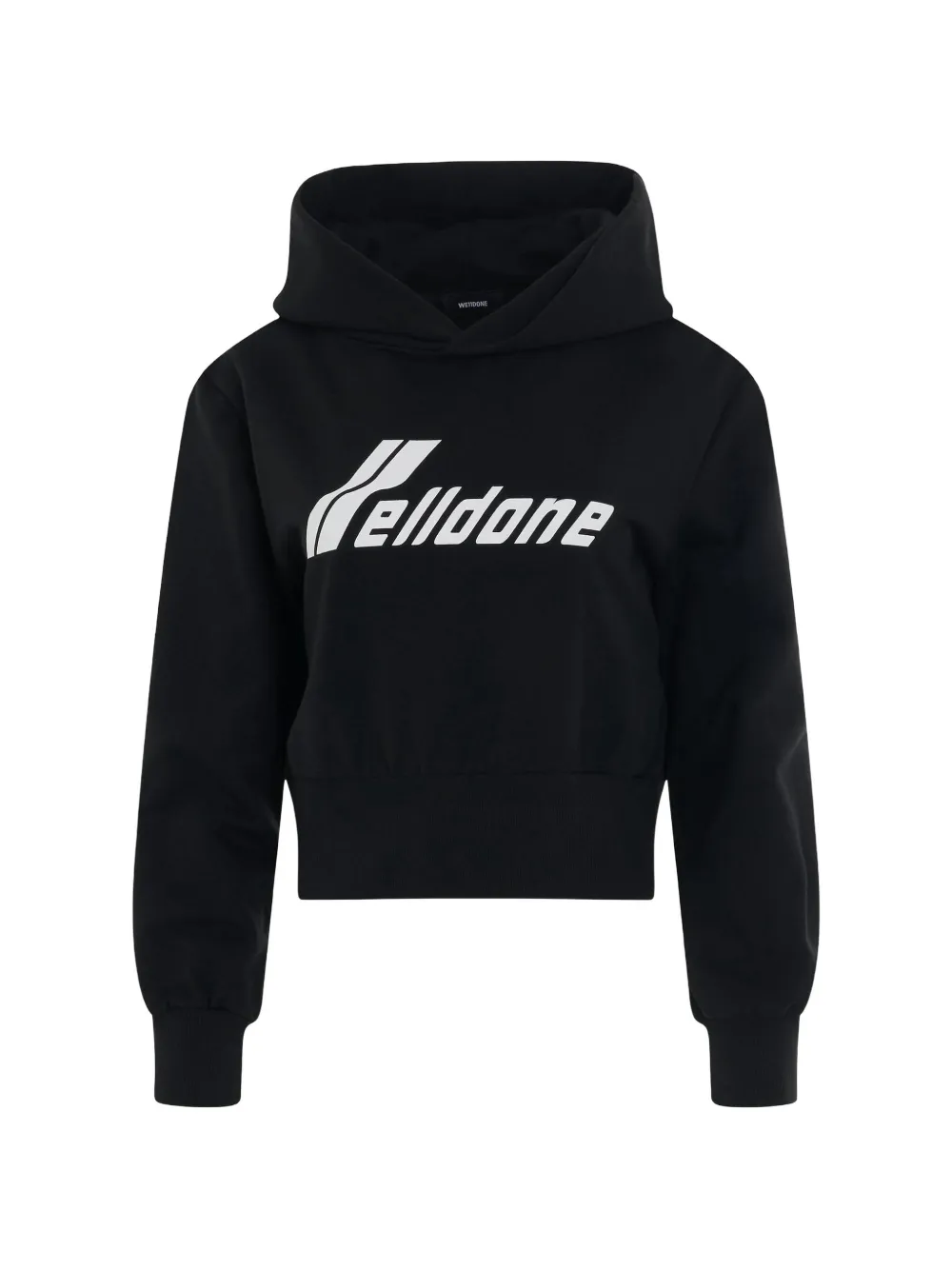 We11done logo-print cropped hoodie - Nero