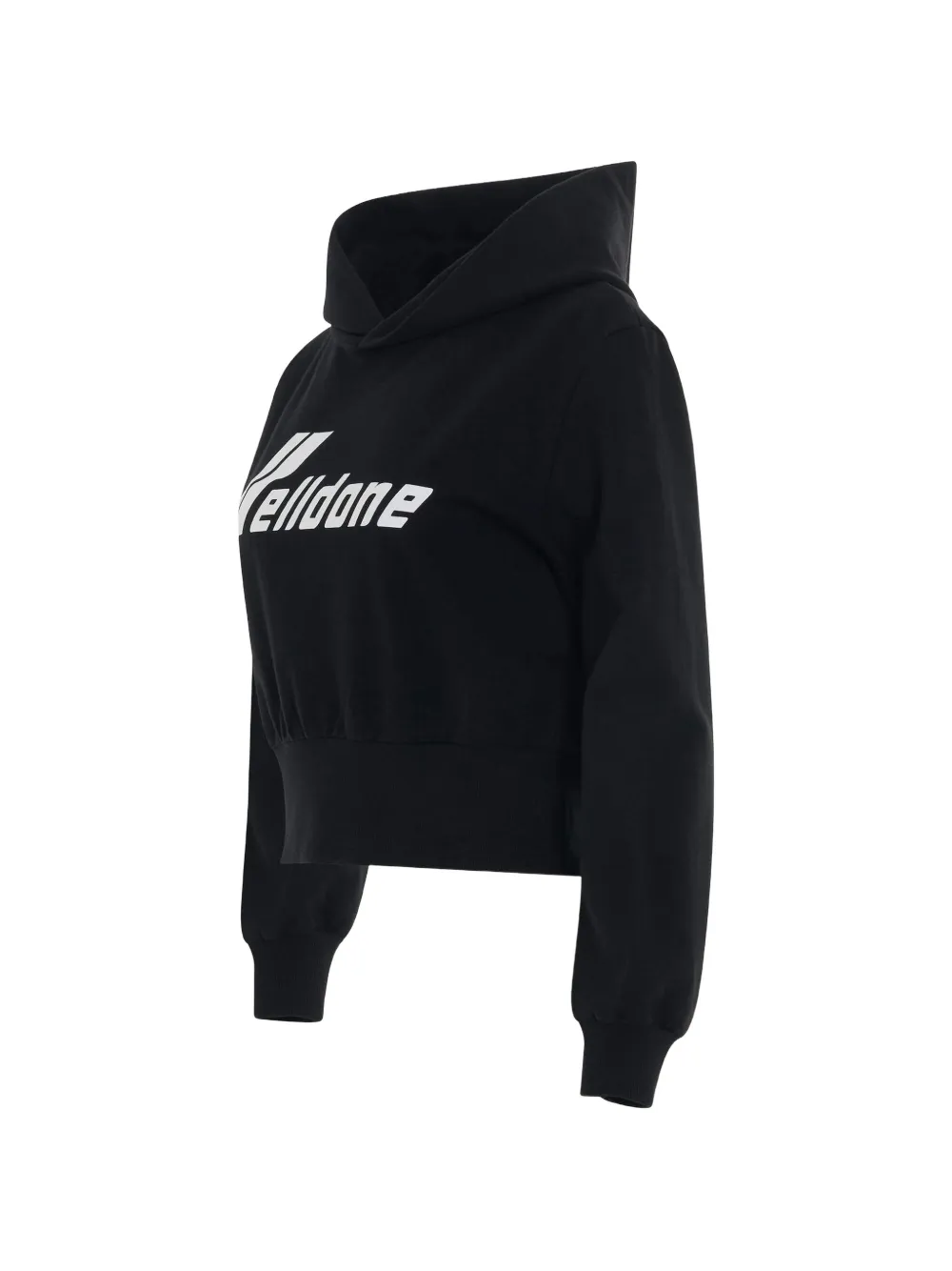 We11done Cropped hoodie met logoprint Zwart