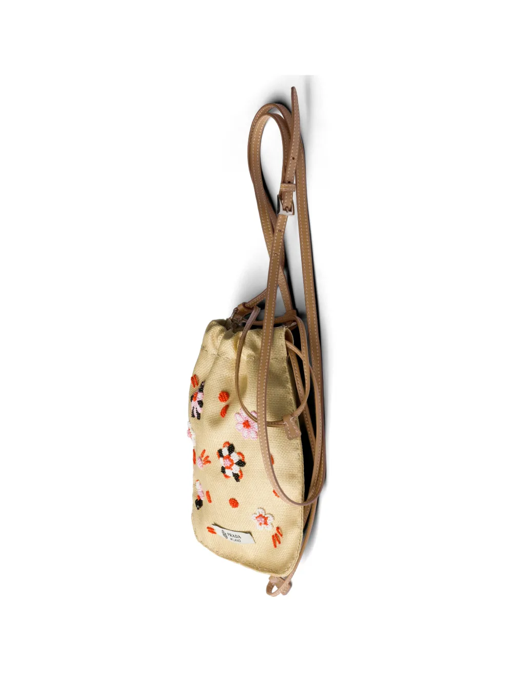 Prada Canvas telefoonhoesje met borduurwerk Beige