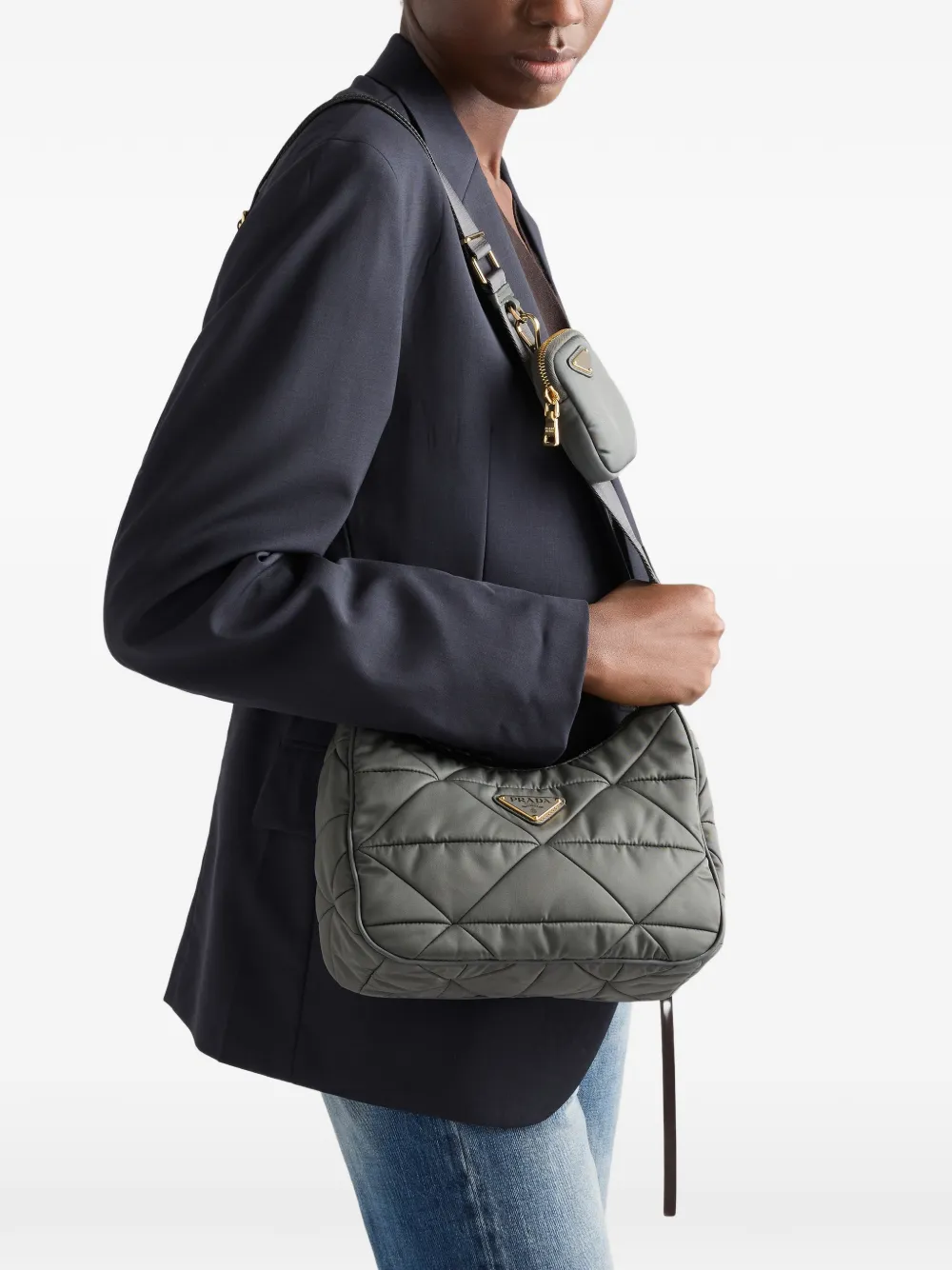 Prada Gewatteerde schoudertas Grijs