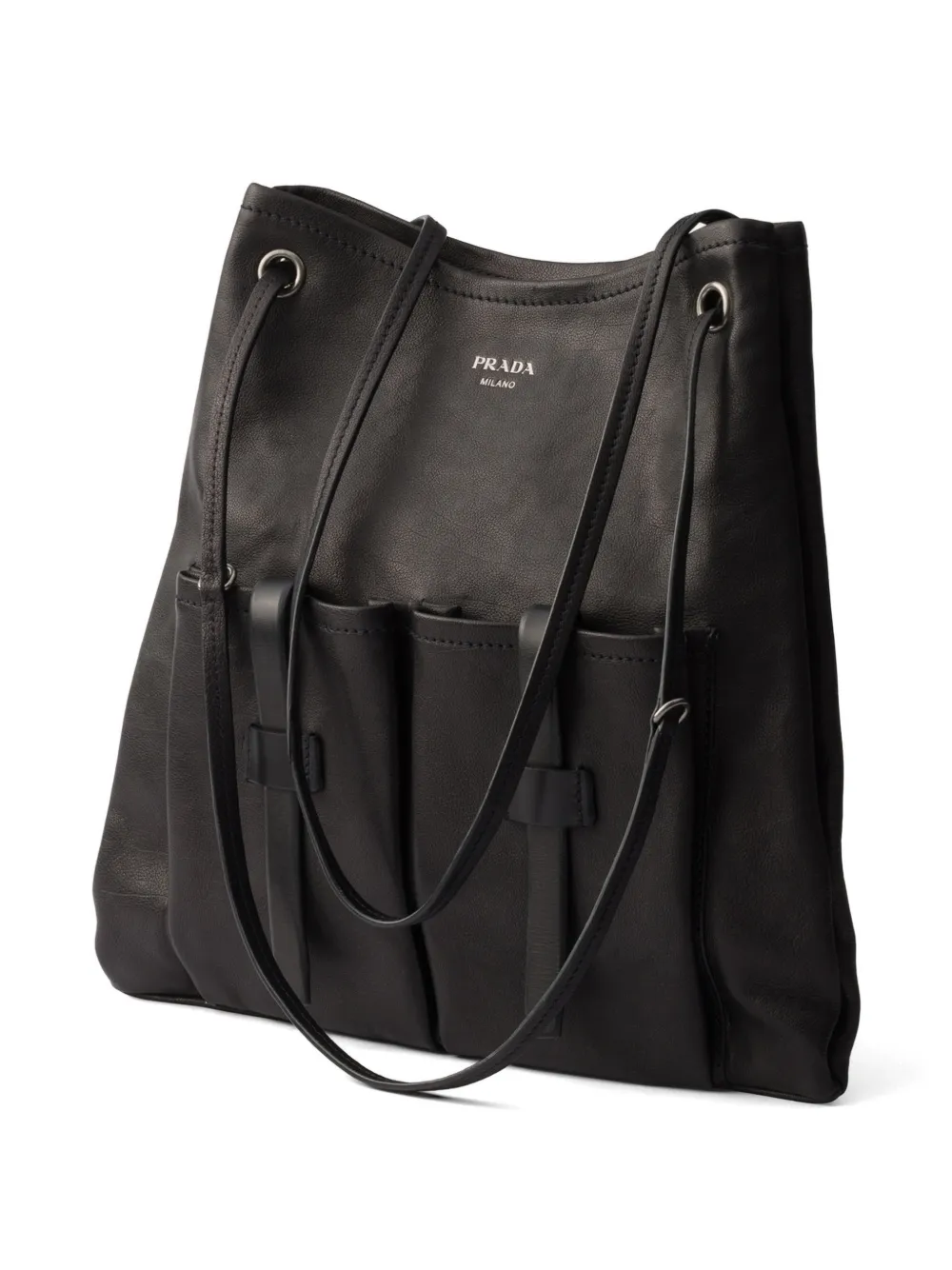 Prada Route grote leren tas Zwart