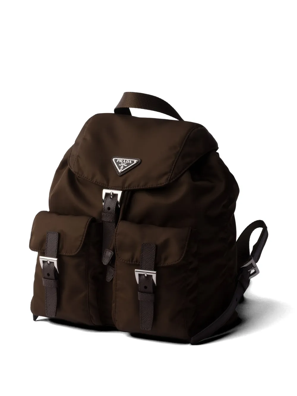Prada Re-Nylon rugzak met gespsluiting Bruin