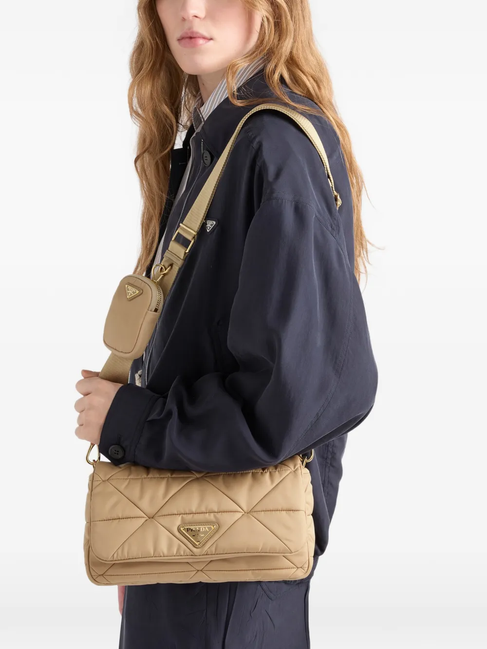 Prada Gewatteerde schoudertas Beige