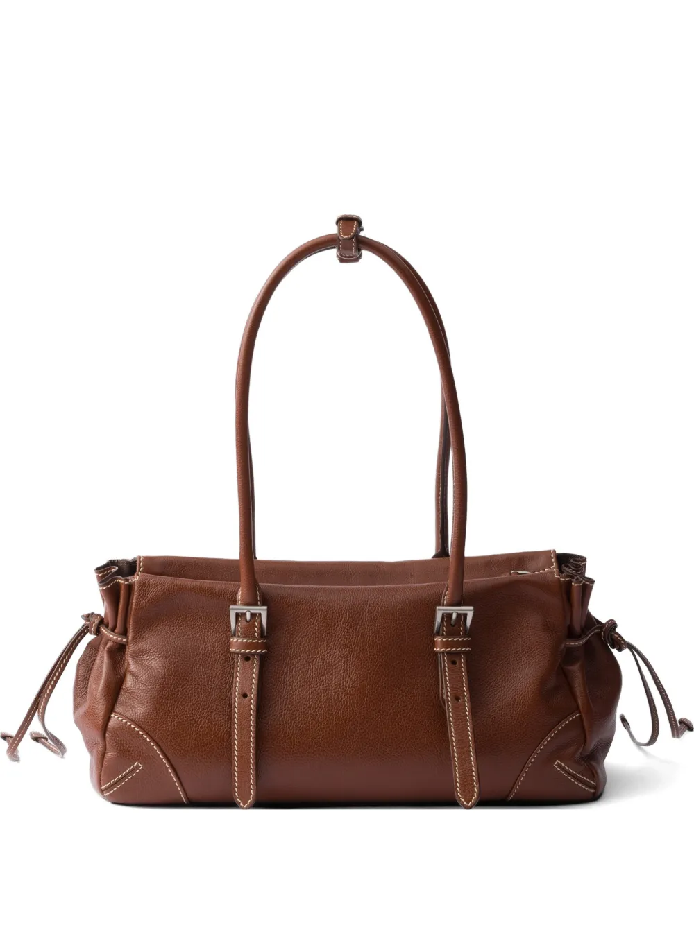 Prada Prada Bonnie medium antiqued leather tote bag - Brown