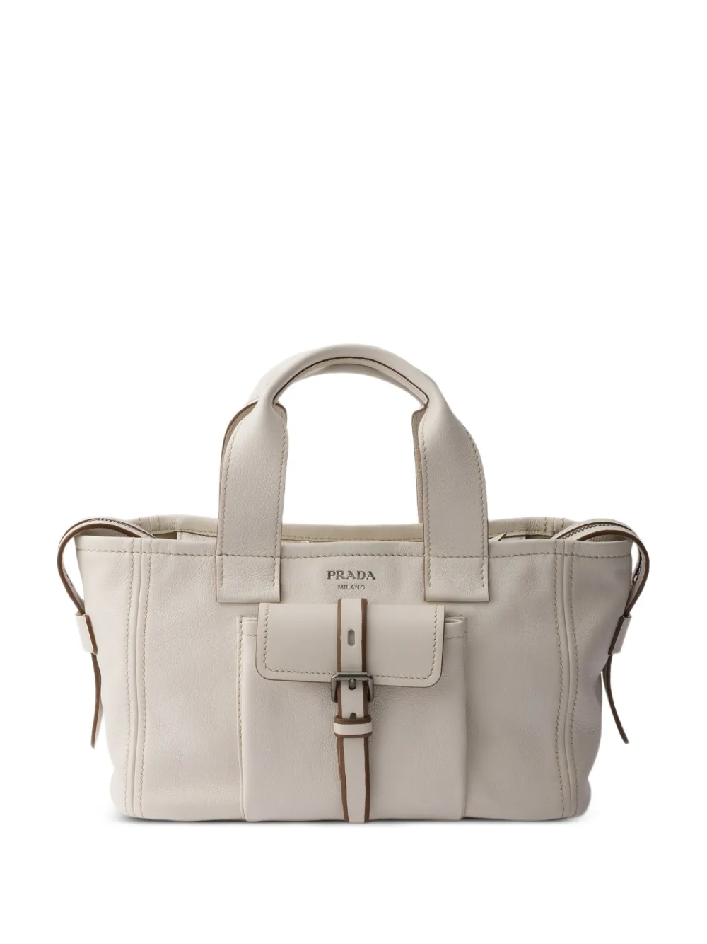 Prada Prada Route medium leather tote bag - Nude