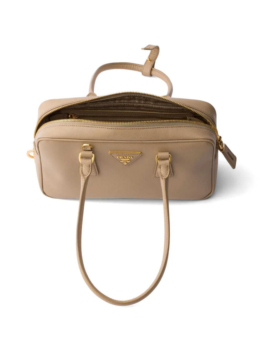 Prada Kleine Saffiano leren tas met handvat Beige