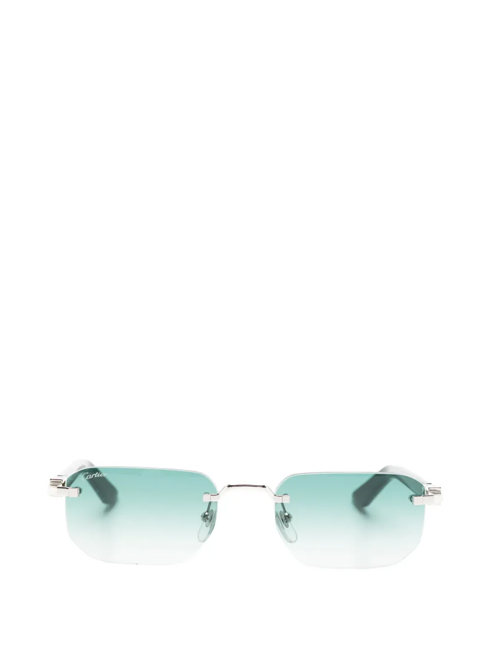 Cartier Eyewear rimless rectangle-frame sunglasses - Verde