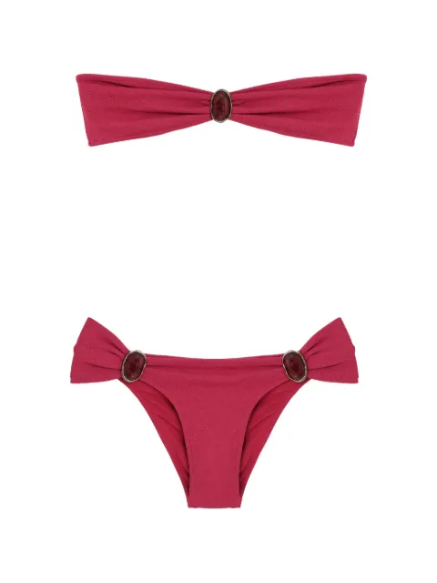 Triya Conjunto de biquíni bandeau com aplicações