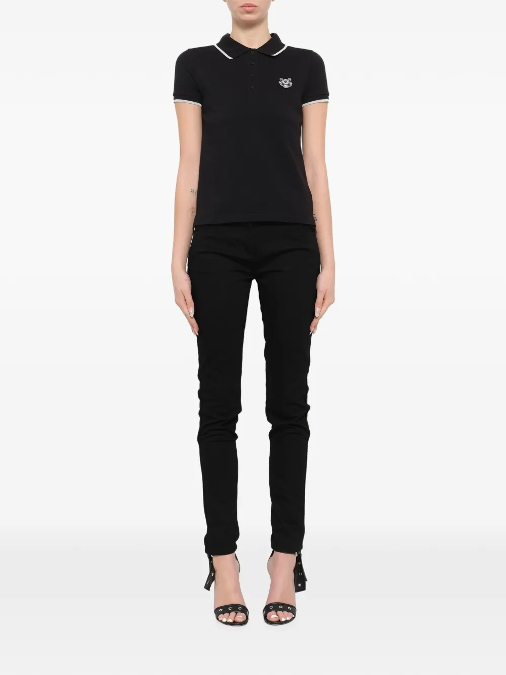 Kenzo Tiger patch polo shirt Zwart