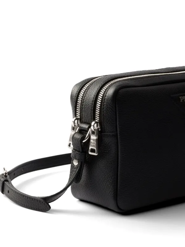 Prada Small Leather Shoulder Bag | Black | FARFETCH