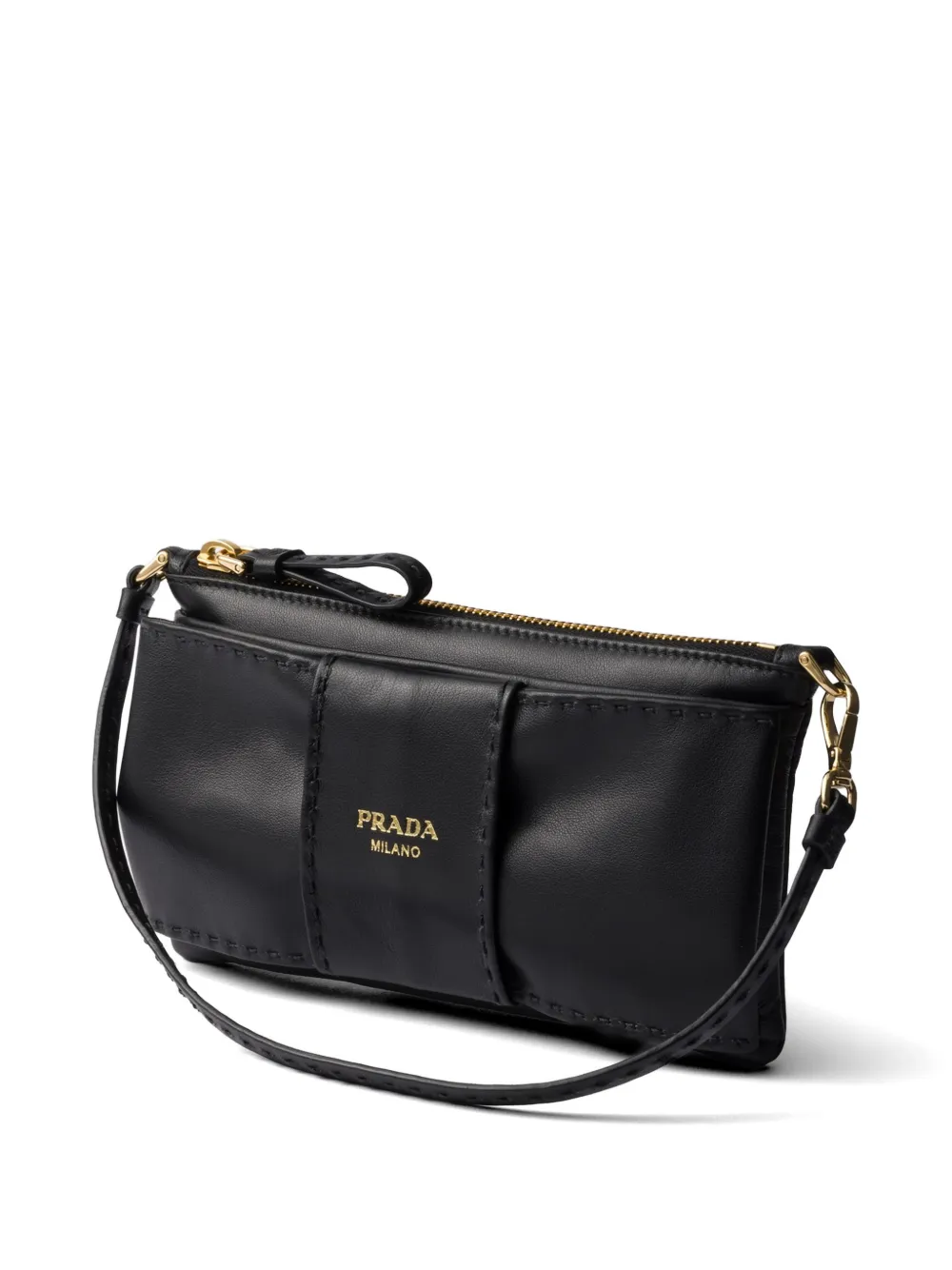 Prada Nappa leren buidel met rits Zwart