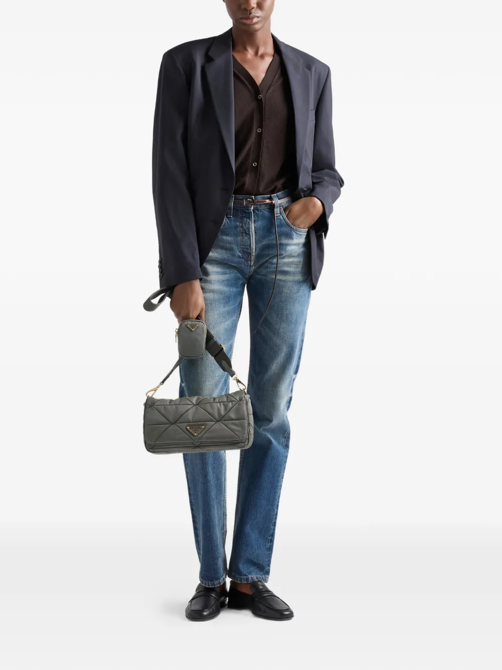 Prada Re-Nylon パデッド ショルダーバッグ | グレー | FARFETCH JP