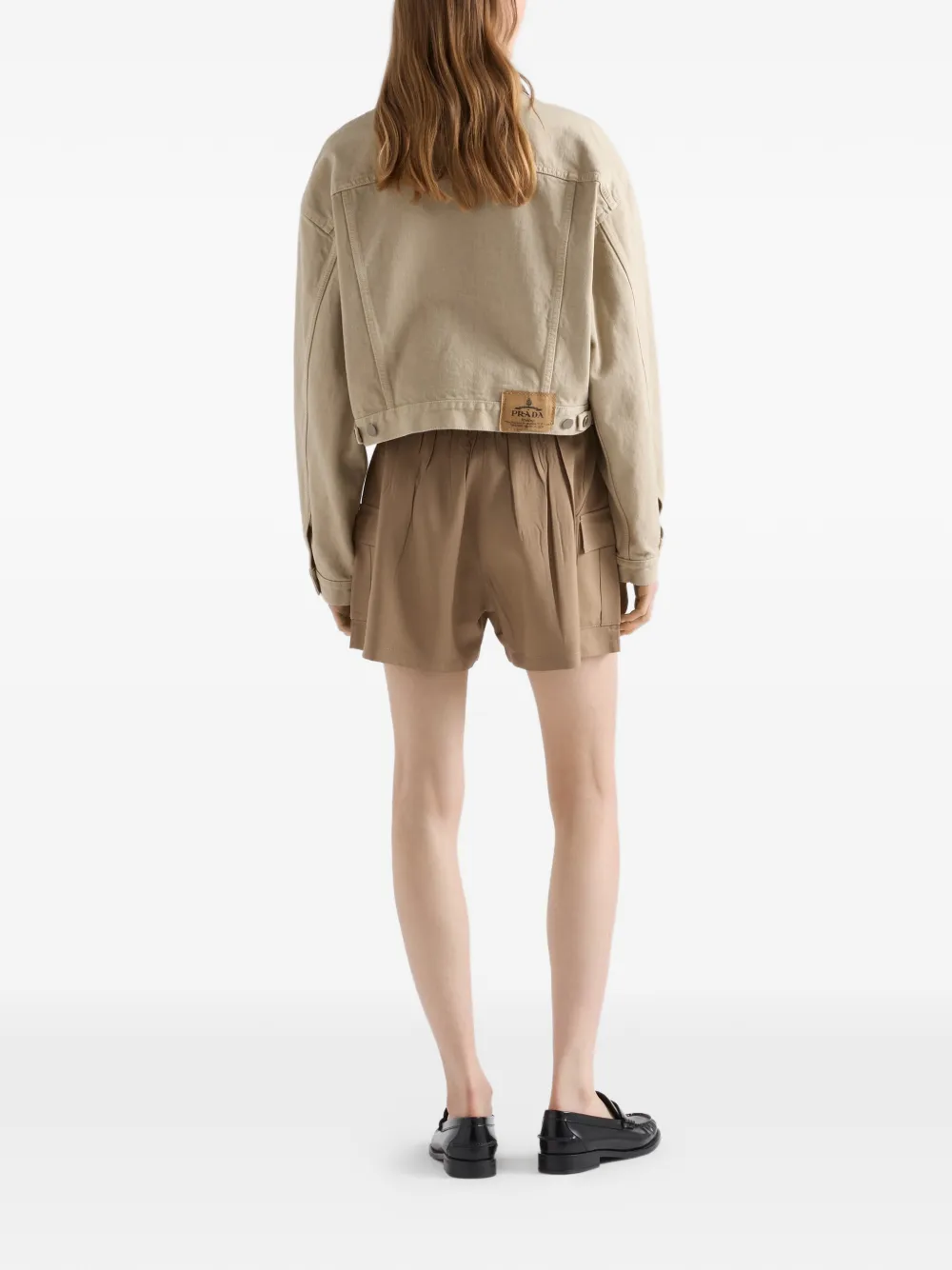 Prada Cropped denim jack Beige
