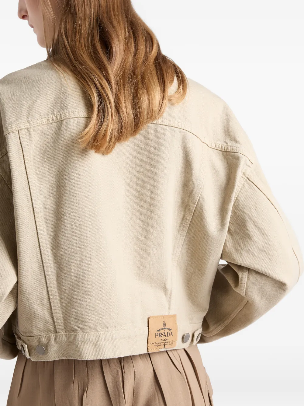 Prada Cropped denim jack Beige