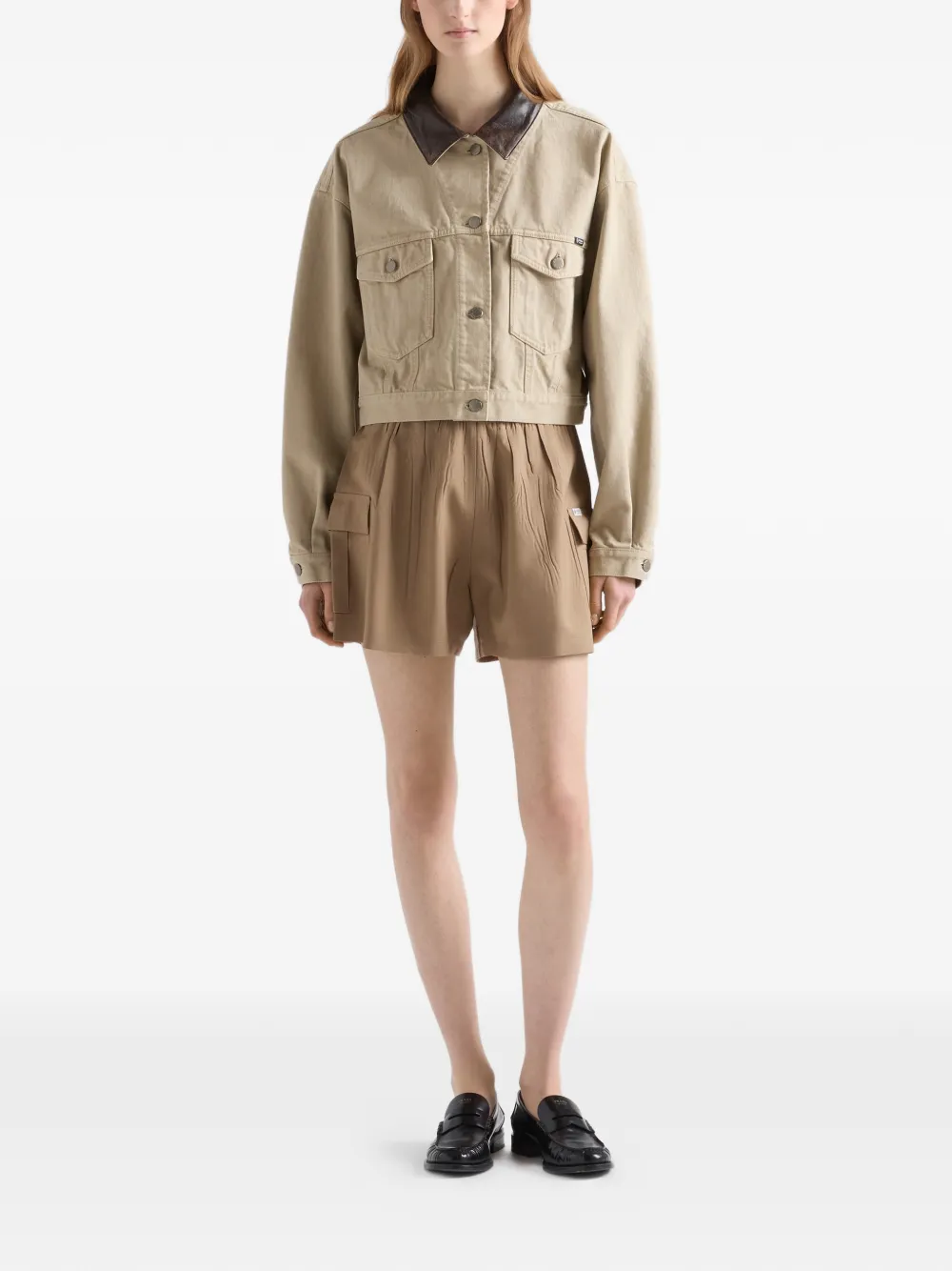 Prada Cropped denim jack Beige