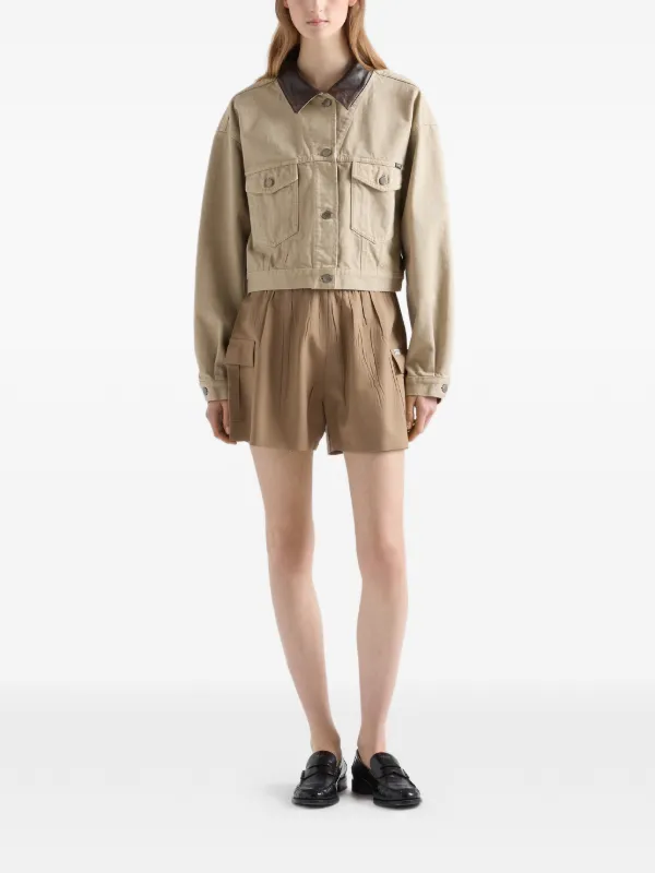Prada クロップド デニムジャケット | ニュートラル | FARFETCH JP
