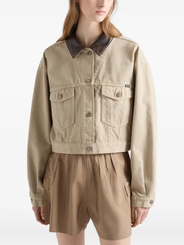Prada クロップド デニムジャケット | ニュートラル | FARFETCH JP