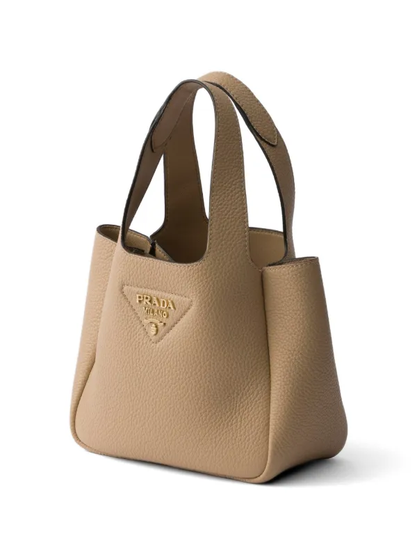 PRADA キャンバス×レザー ハンドバッグ Prada レザーハンドバッグ ミニ | ニュートラル | FARFETCH JP