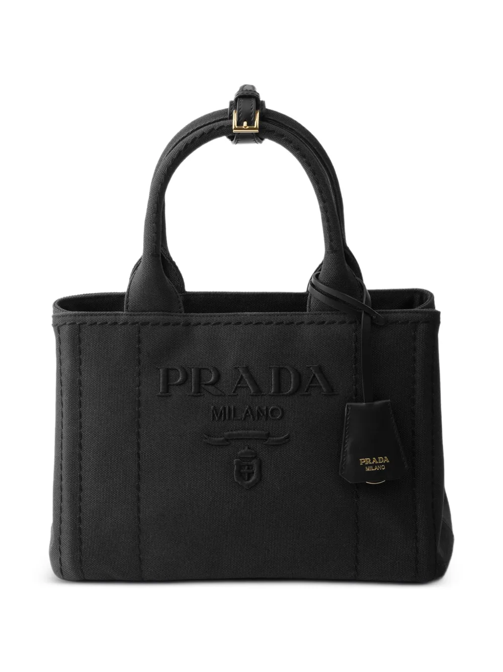 Prada Prada Jardinière small cotton canvas handbag - Nero