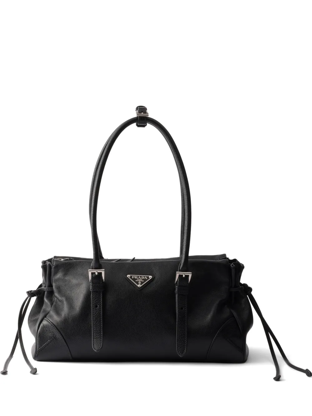 Prada Prada Bonnie medium antiqued leather tote bag - Schwarz