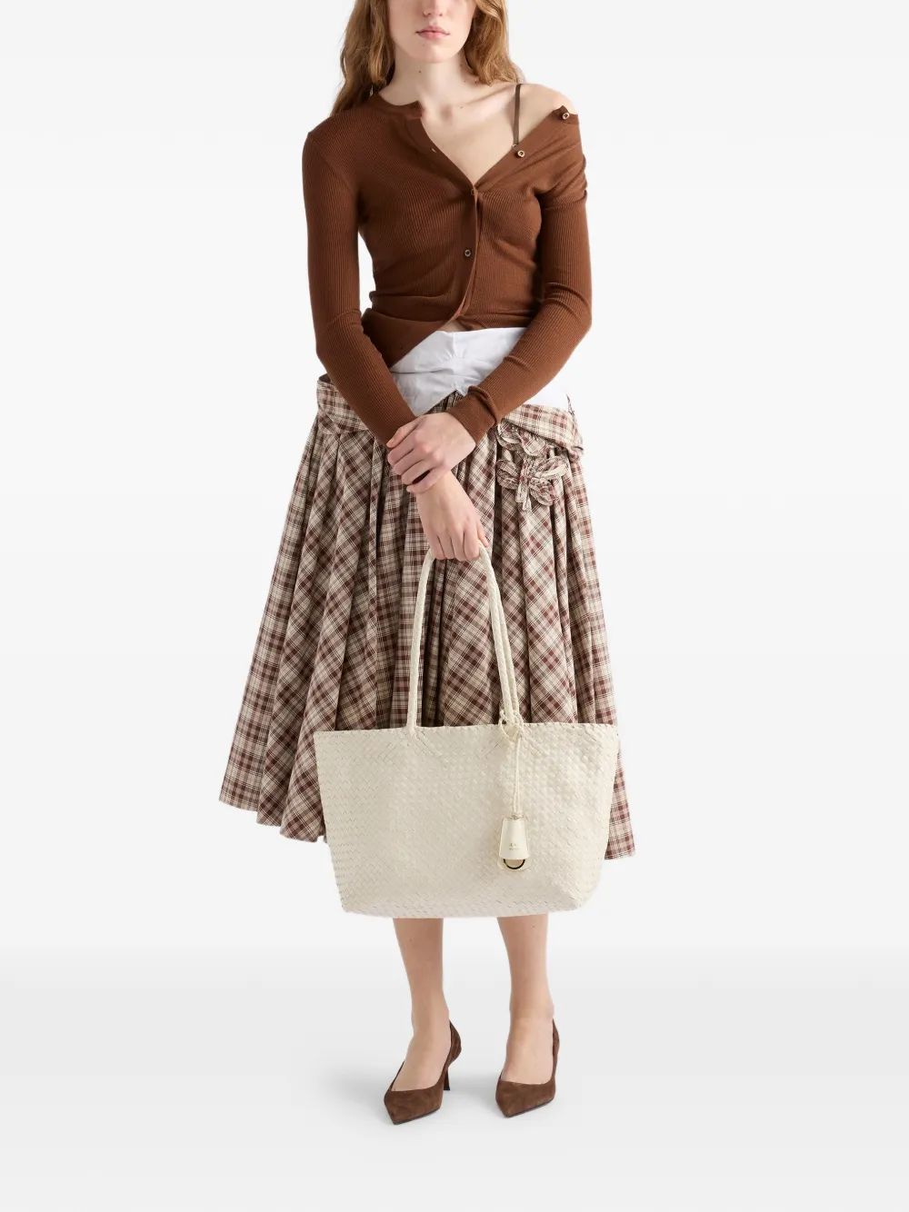 Prada Leren shopper Wit