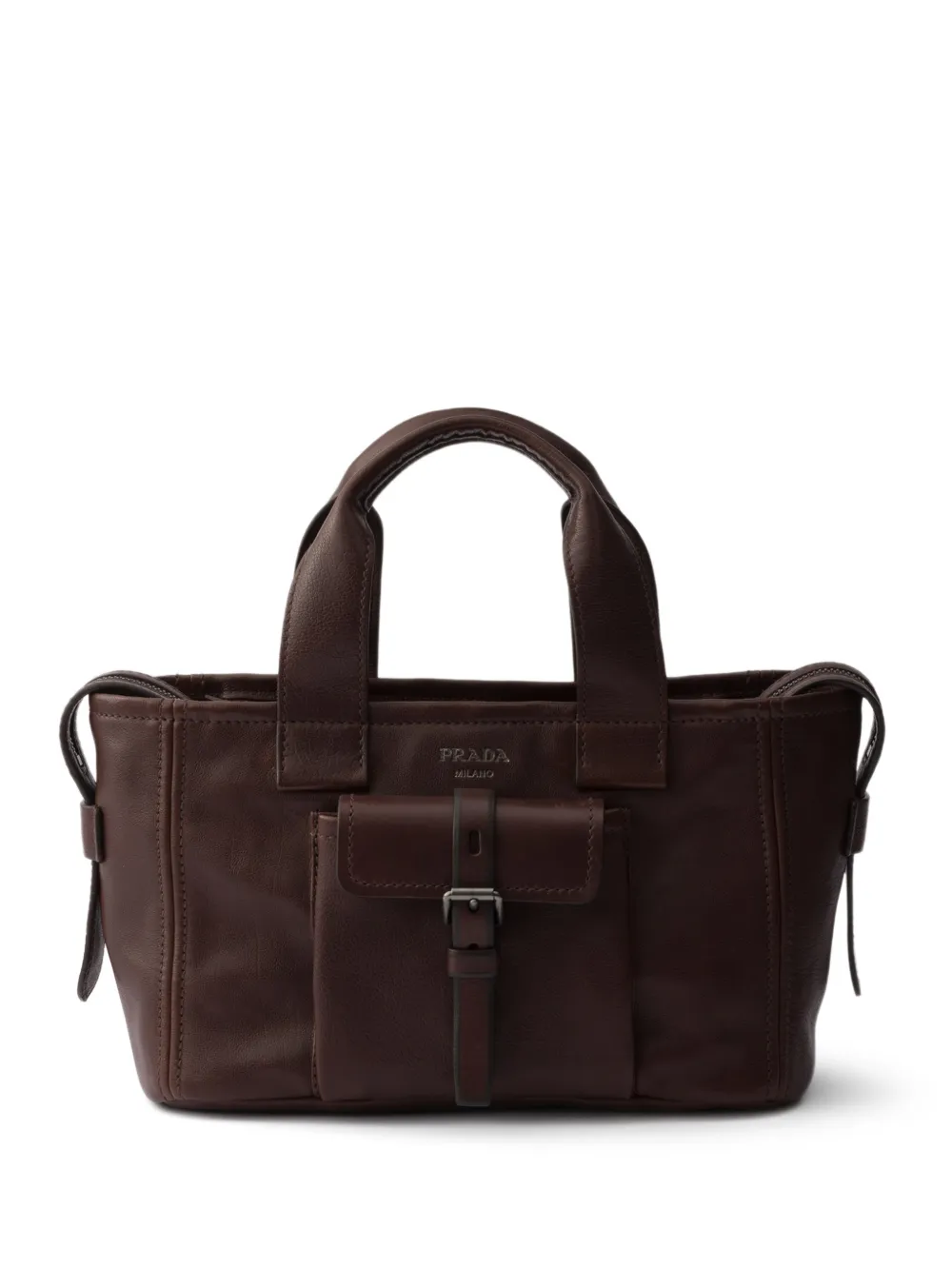 Prada Prada Route medium leather tote bag - Marrone