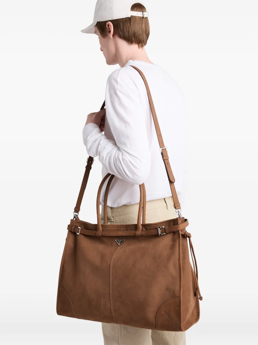 Prada Bonnie nubuck leren shopper Bruin