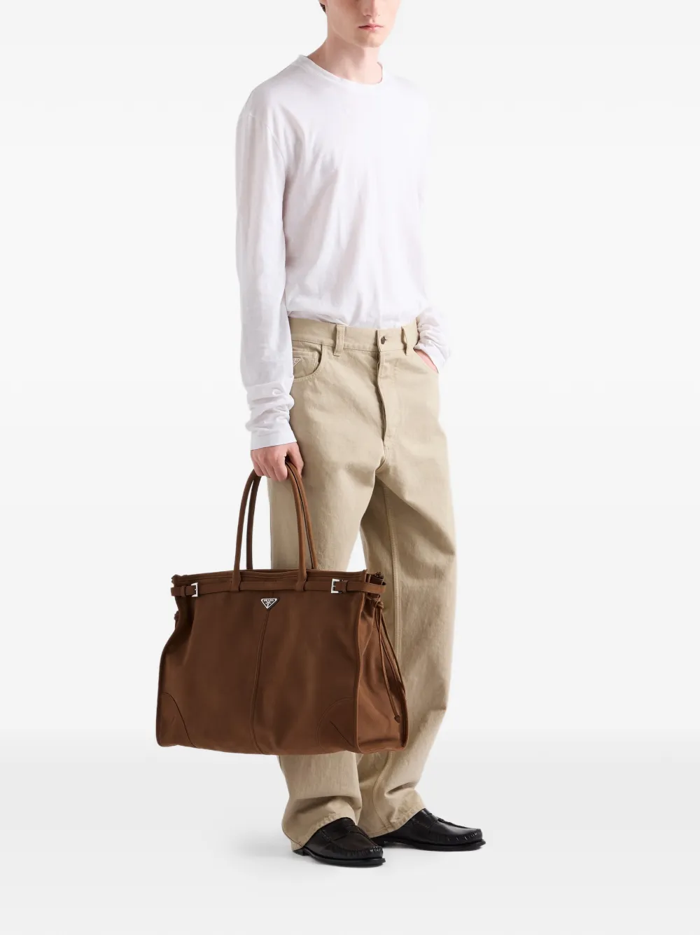 Prada Bonnie nubuck leren shopper Bruin
