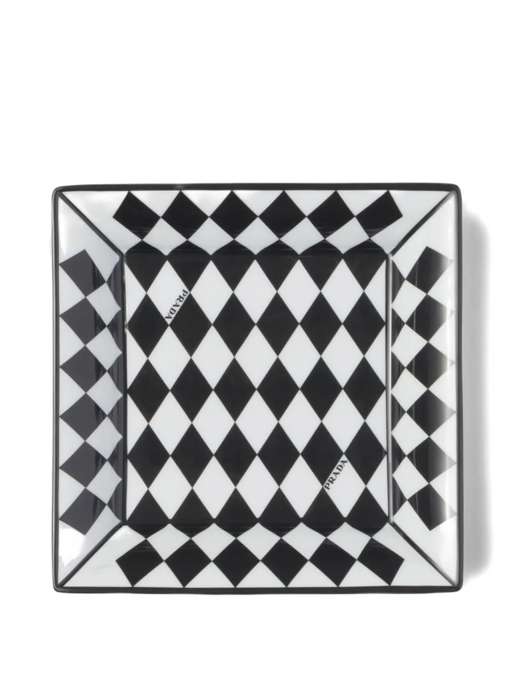 Prada Large square porcelain catchall tray - Checkerboard - Weiß