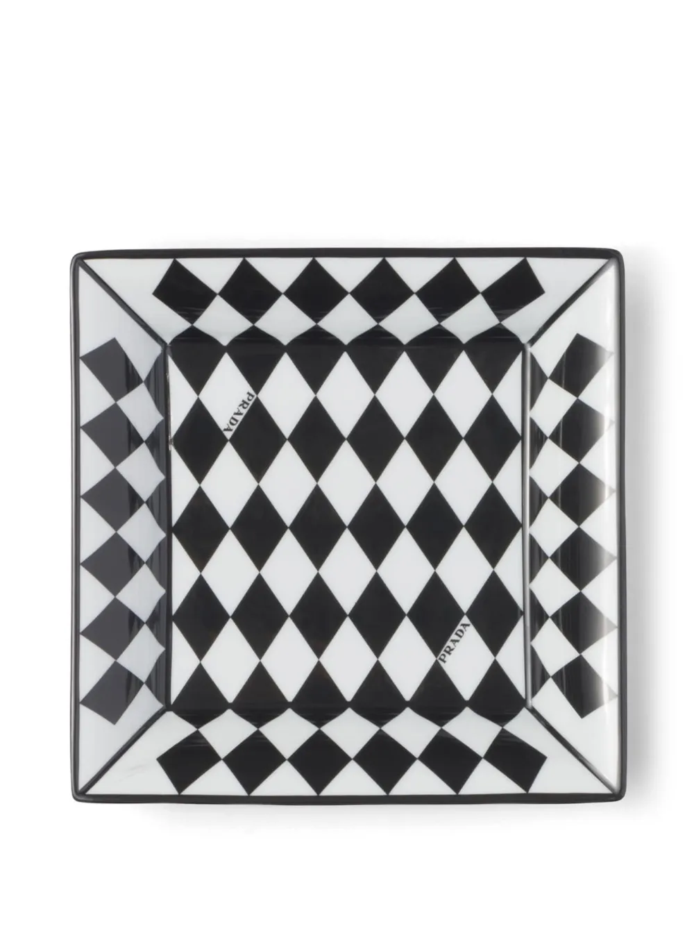 Prada Large square porcelain catchall tray - Checkerboard - Weiß