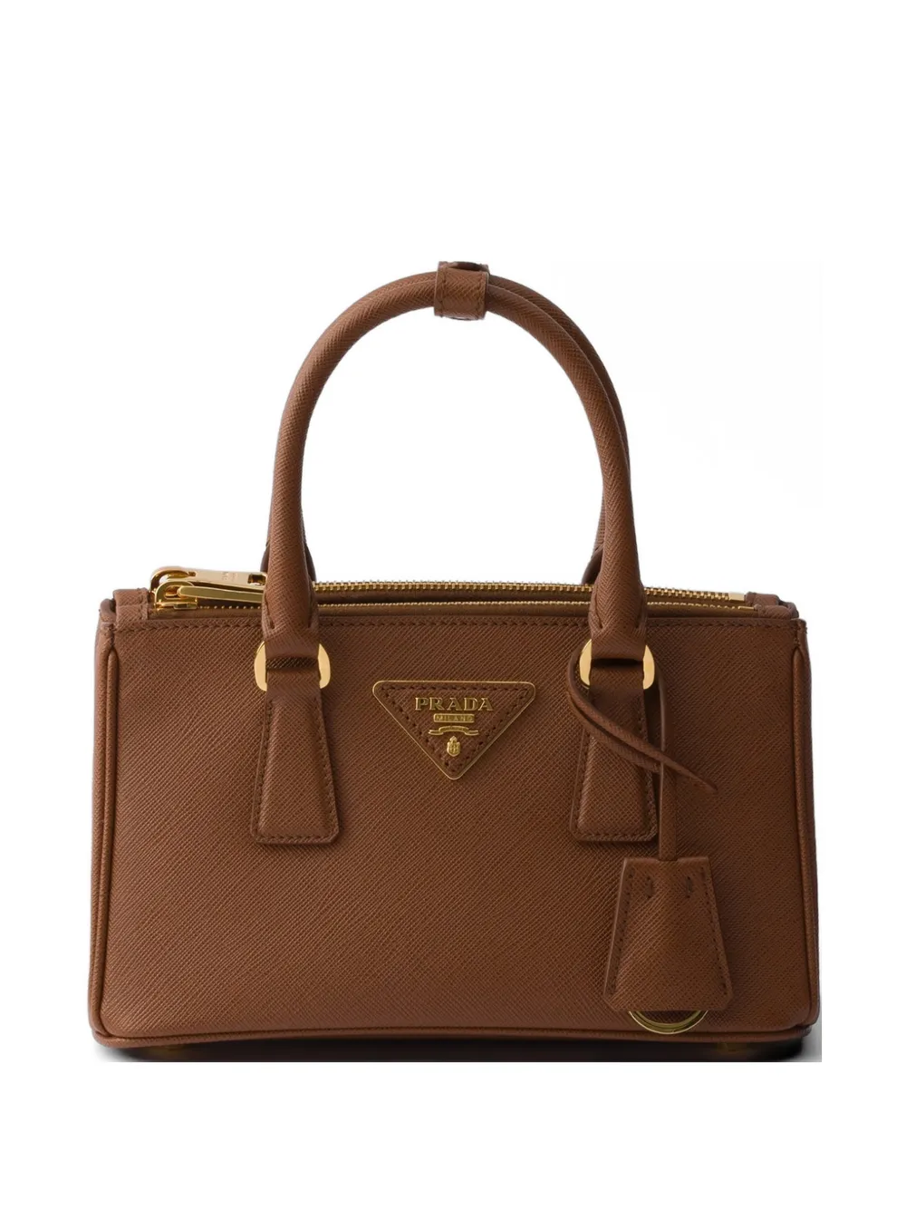 Prada Prada Galleria mini Saffiano-leather bag - Braun