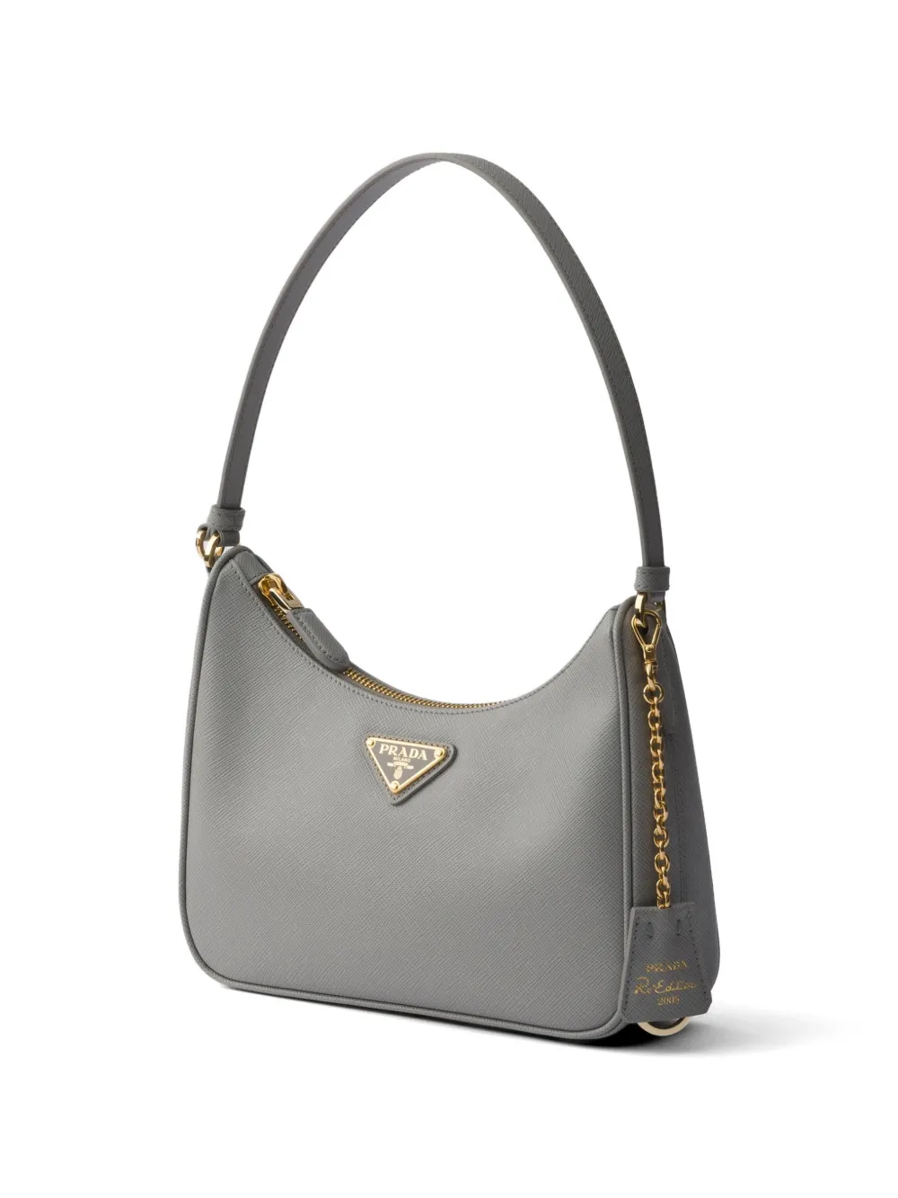  Prada Sac Porté épaule Prada Re-edition 2005 En Cuir Saffiano - Gris 