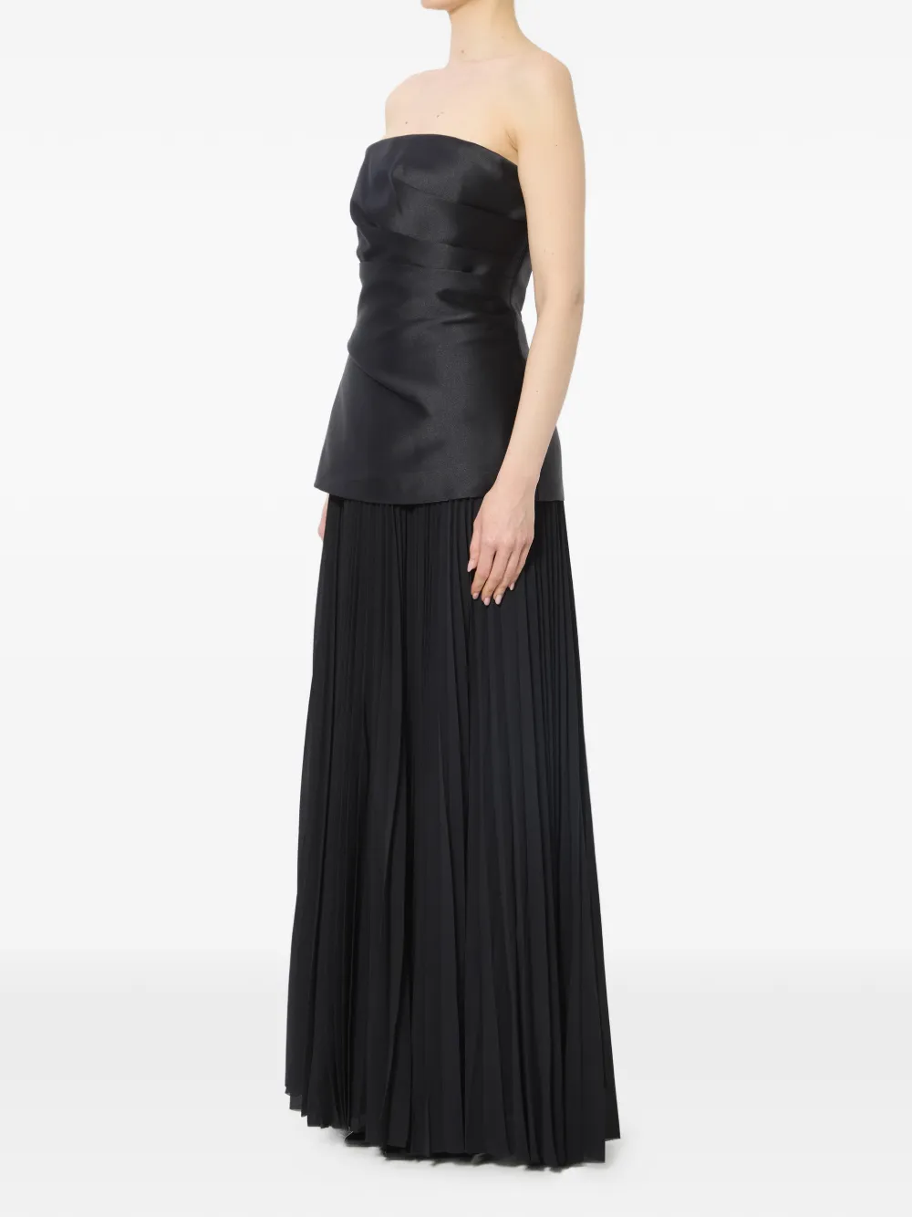 Solace London Claudette geplooide maxi-jurk Zwart