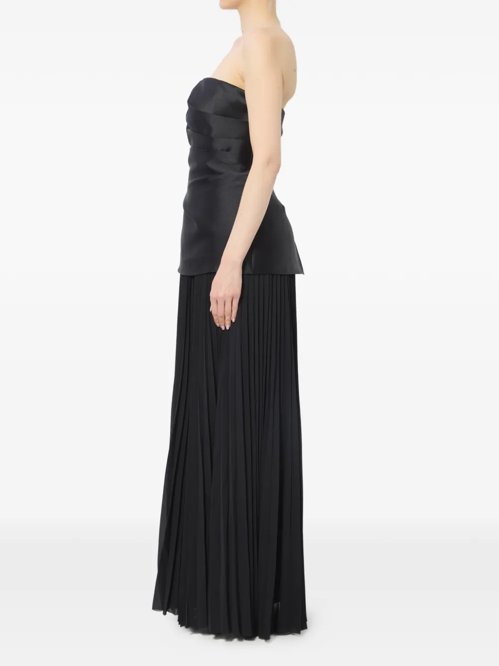 Solace London Claudette geplooide maxi-jurk Zwart