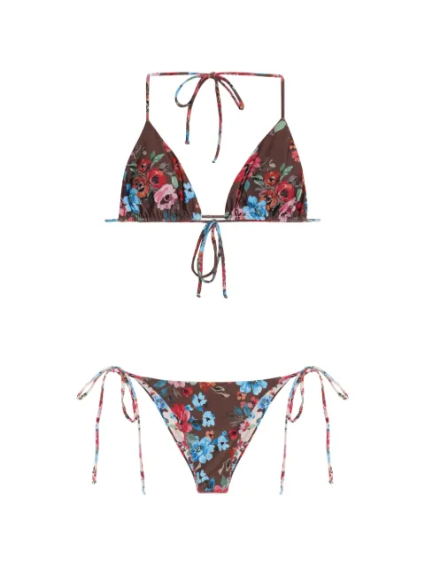 Triya Conjunto de biquíni floral com amarração