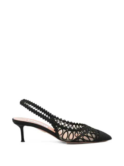 Aquazzura Kahlo Mesh-Pumps mit Stickerei